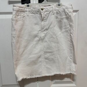 Classic White Denim Pencil Skirt